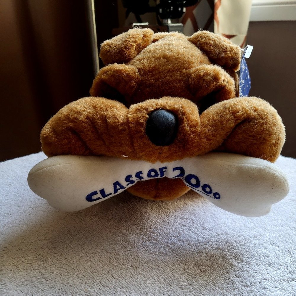 Carlton Cards Plush Bulldog with bone Class of 2000 With Tags see pictures